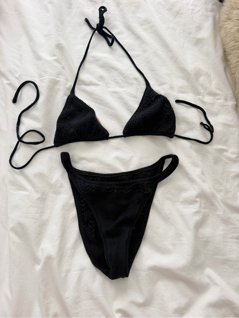 Hot Shapes Black Vintage Knit Bikini